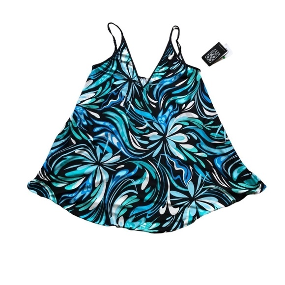 Coco Reef Black Multi Cassis Swirl Flowy Cover Up Dress Large - Picture 5 of 11